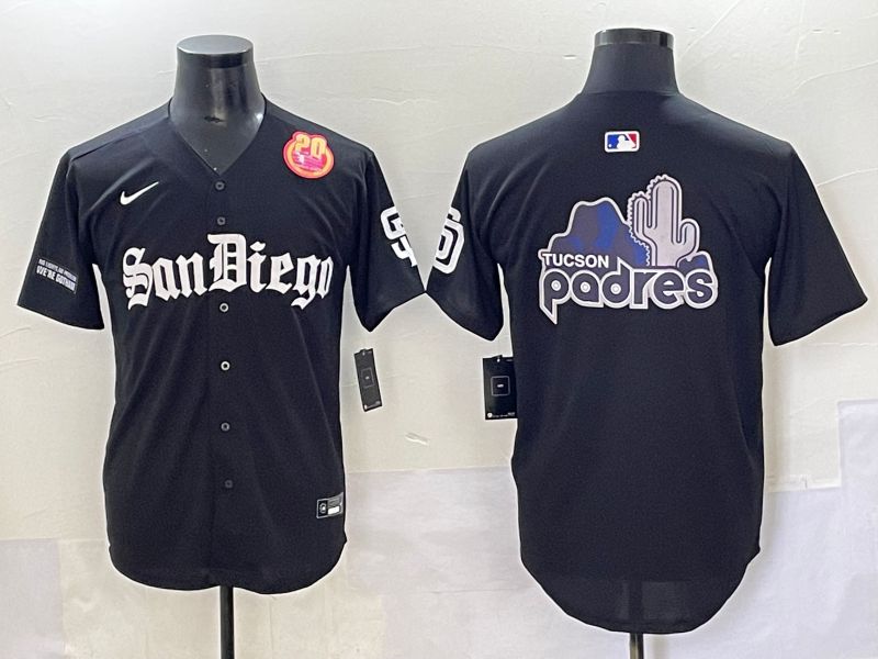 Men 2025 San Diego Padres Blank Black Five generations Joint Name Nike MLB Jersey style 19